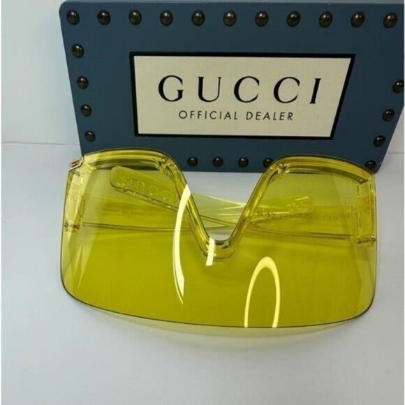 New Season Gucci Eyewear Mask-shaped frame sunglasses - Picture 3 of 14